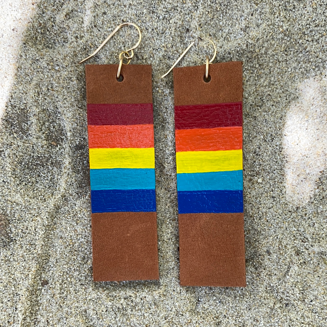 AZ Designz Recycled Leather Rainbow Earrings - CARAVAN OUTPOST