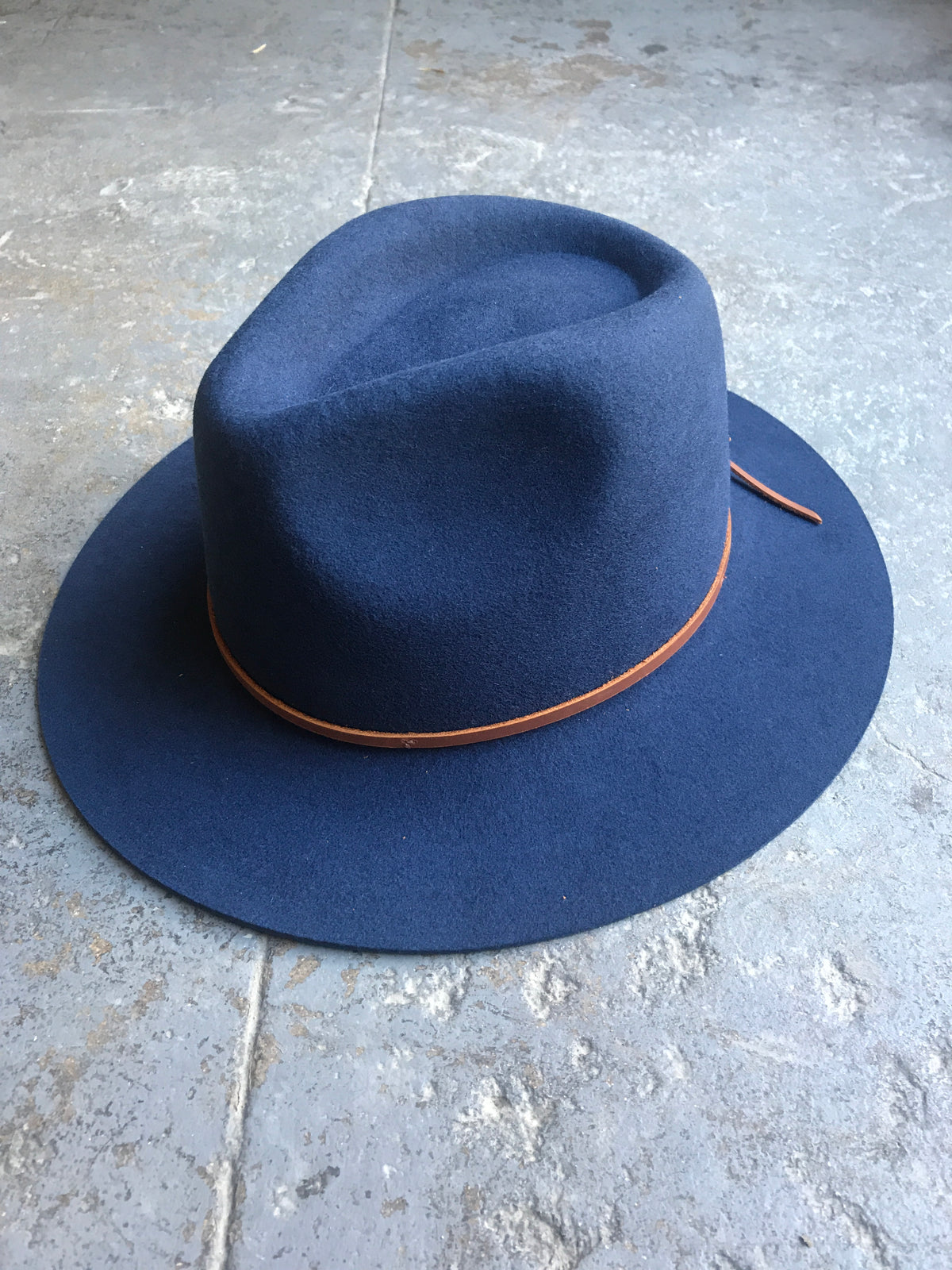Brixton Blue Fedora with Red and Tan Accents Keith James King Red-Brim Wool Fedora Hat, Blue | Neiman Marcus main image 4