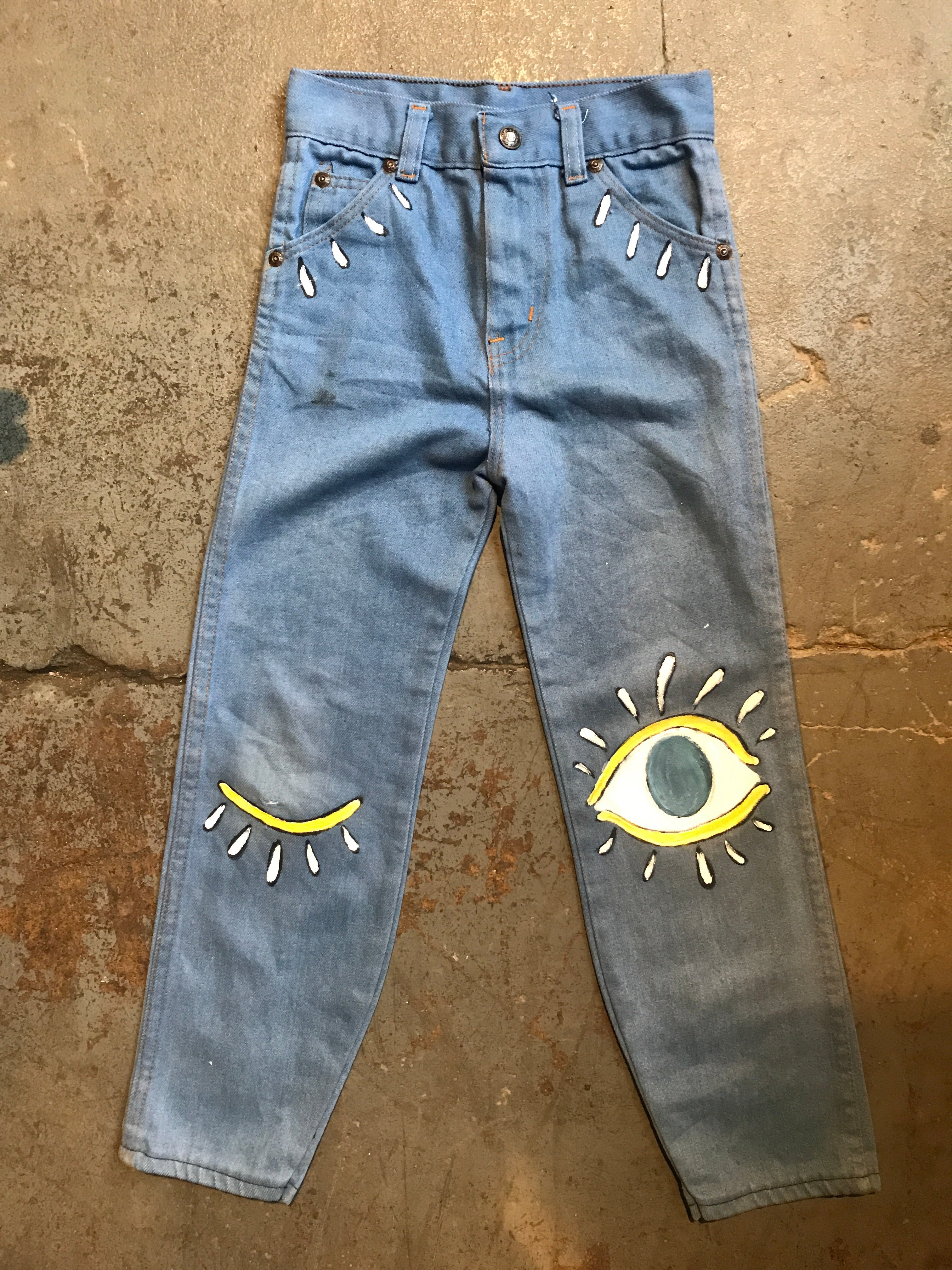 Vintage Handpainted Slim Fit Kids Jeans - CARAVAN OUTPOST