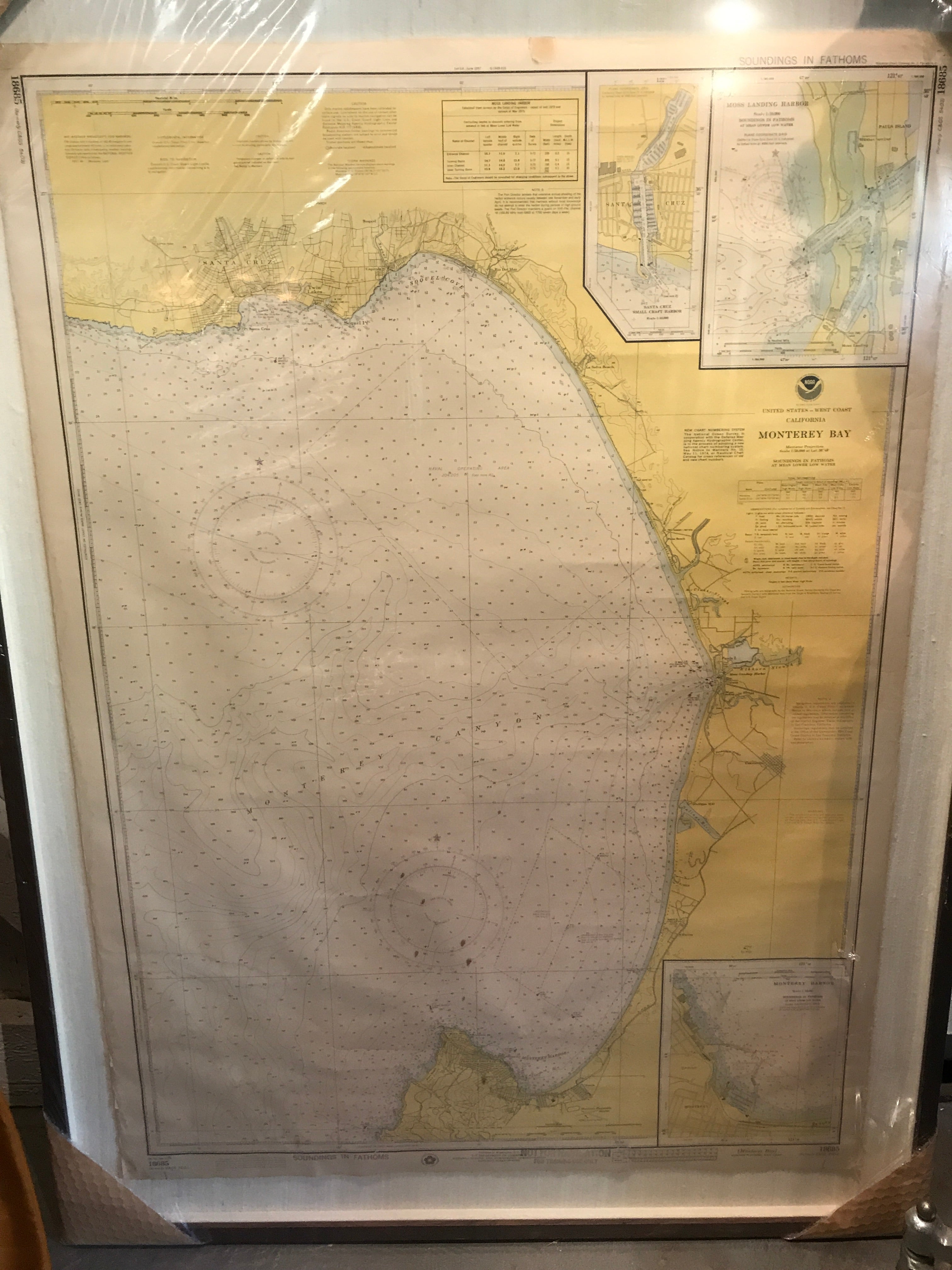 Vintage Monterey Bay Map (Framed) - CARAVAN OUTPOST