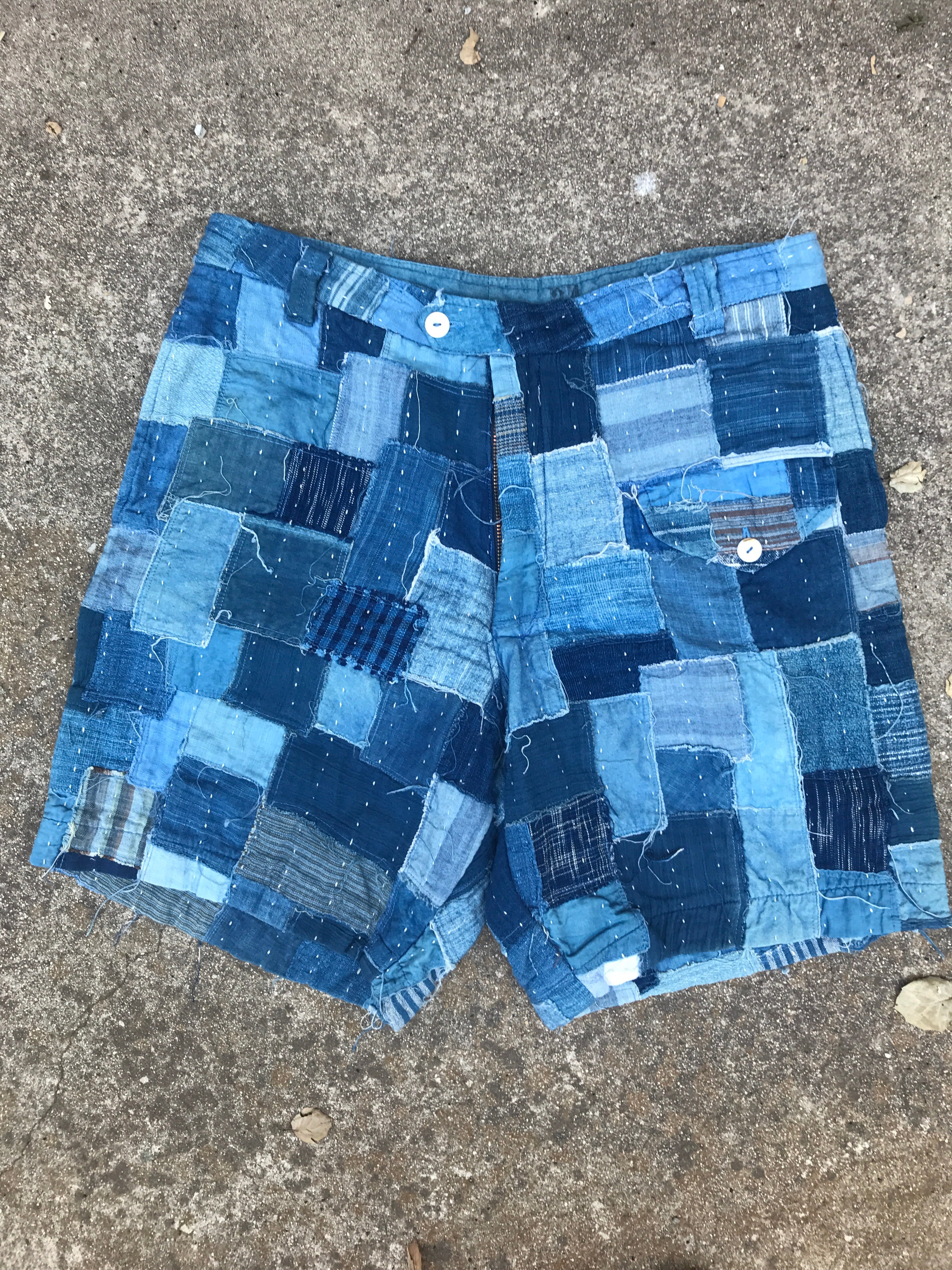 Thai Artist Hand-Sewn Indigo Shorts - CARAVAN OUTPOST