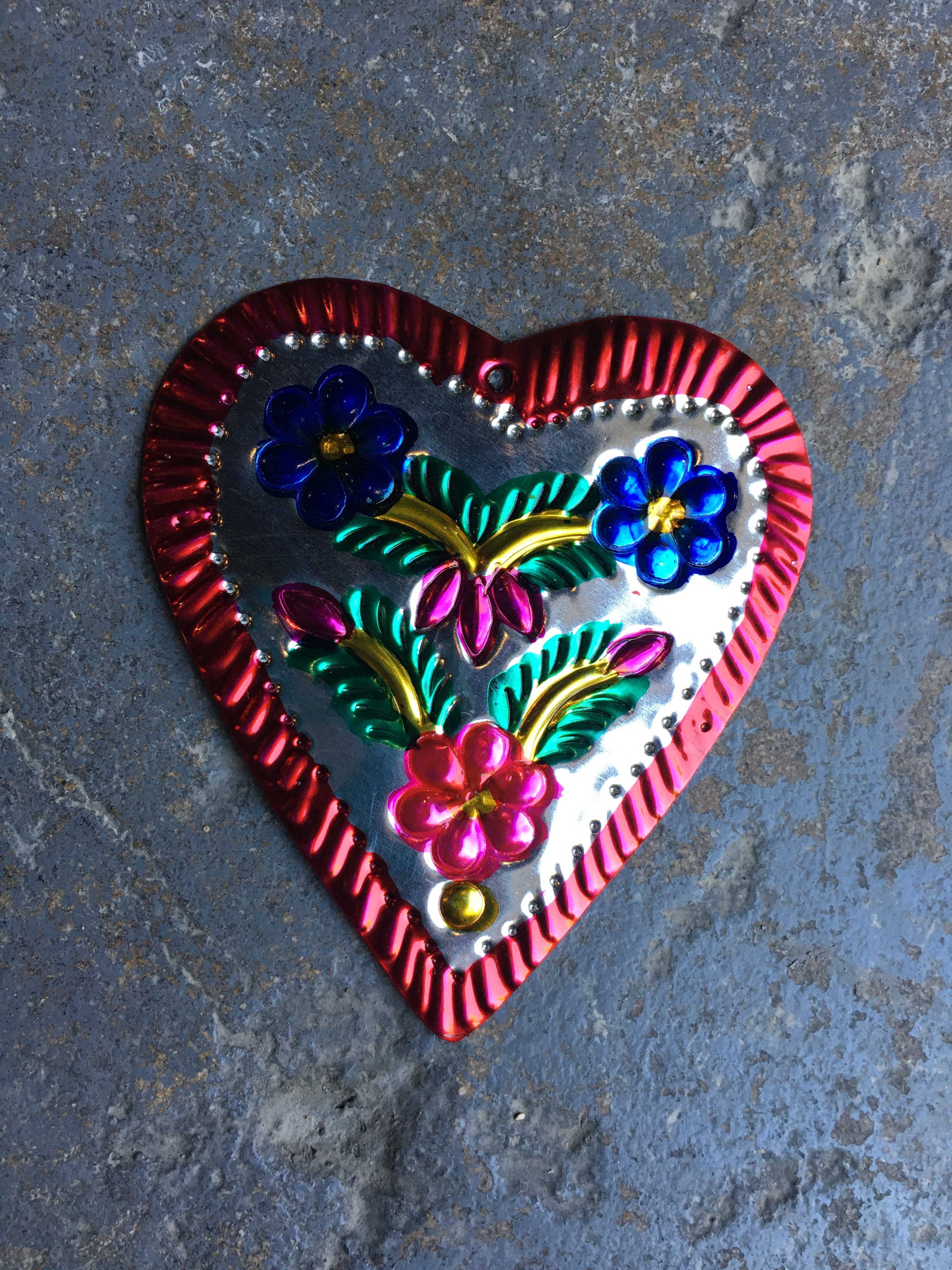 Painted Tin Heart Ornament - CARAVAN OUTPOST