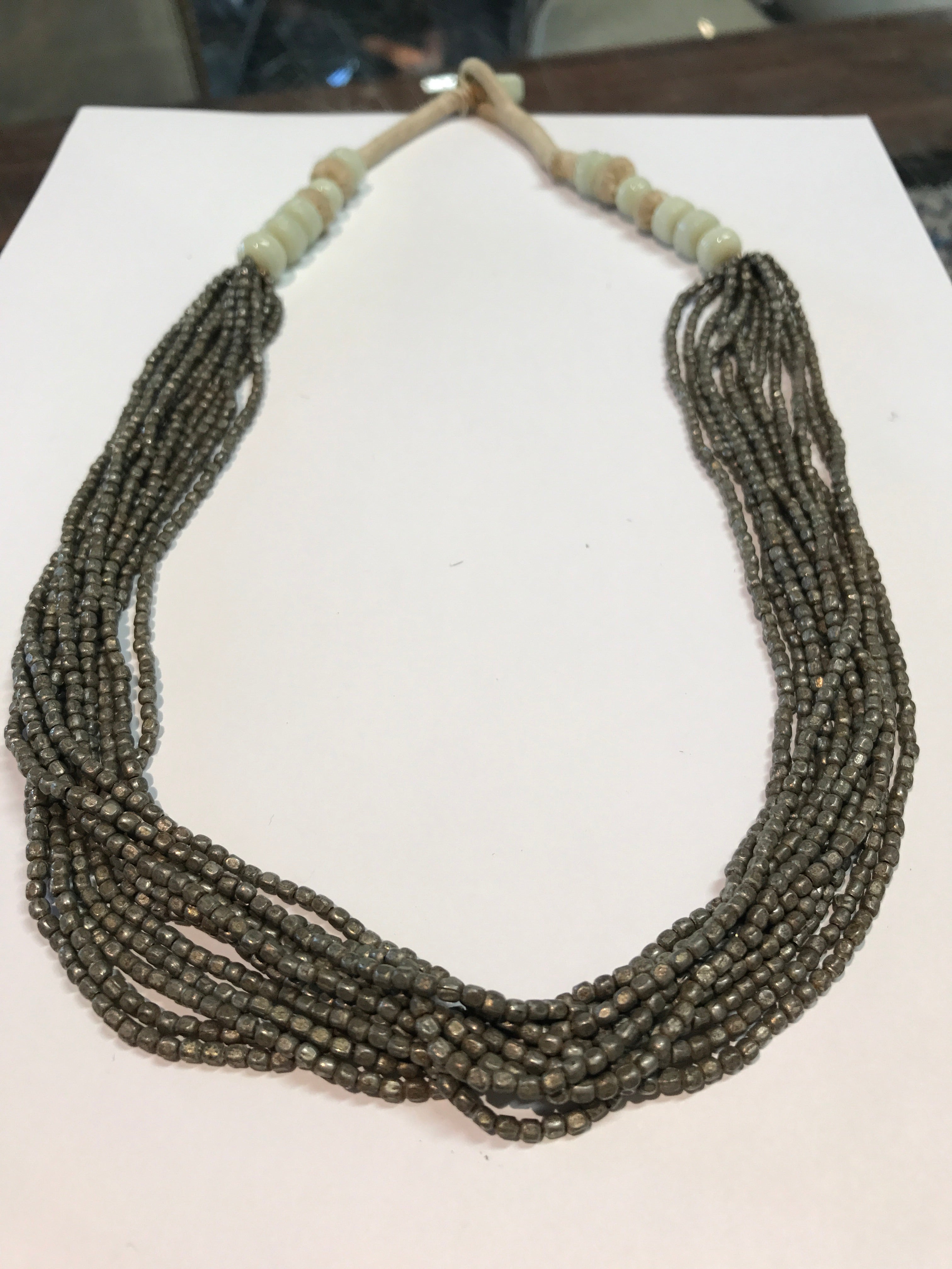 Vintage Square Silver and Glass Bead Necklace - CARAVAN OUTPOST
