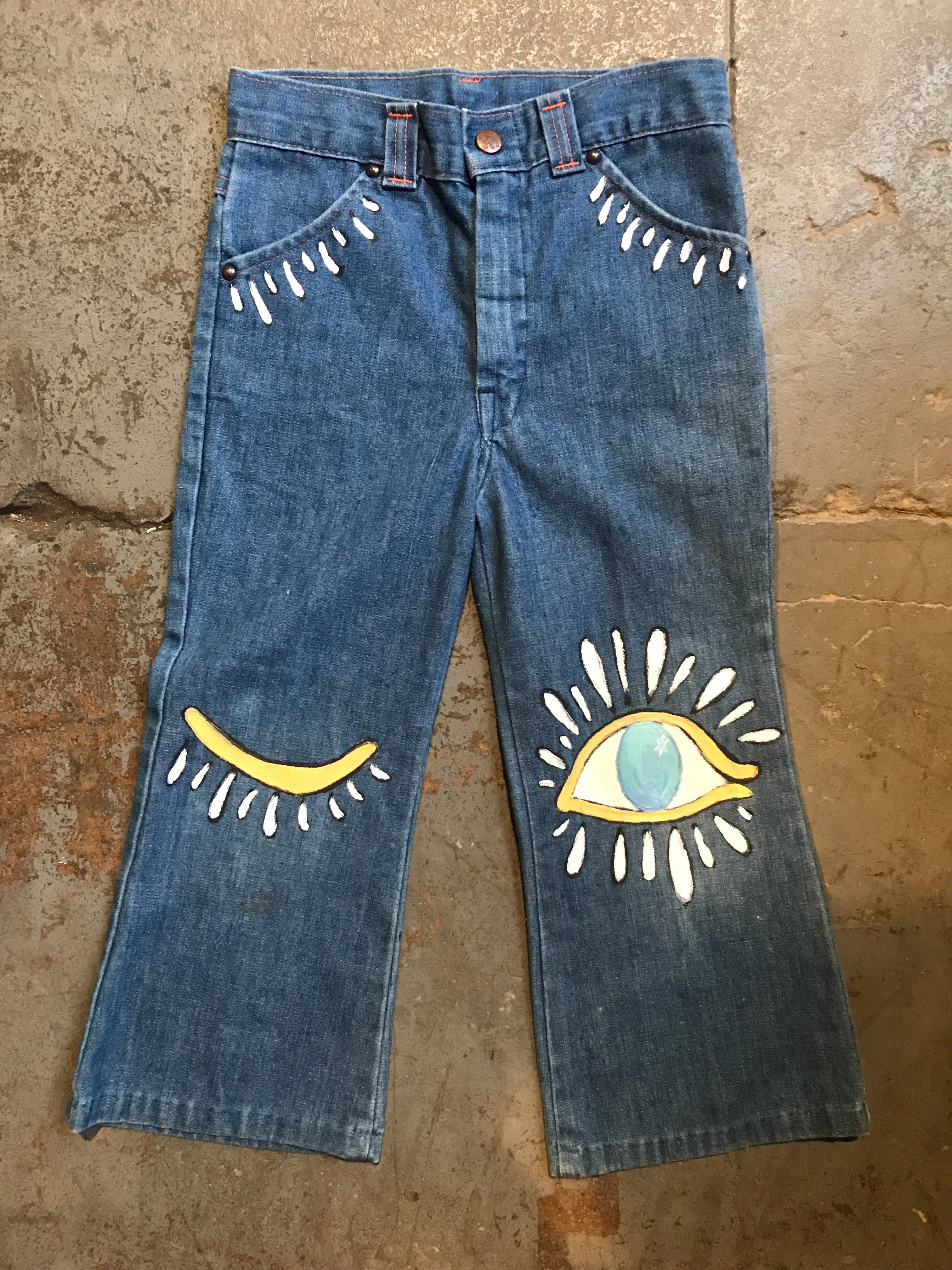 Vintage Handpainted Bell Jeans - CARAVAN OUTPOST