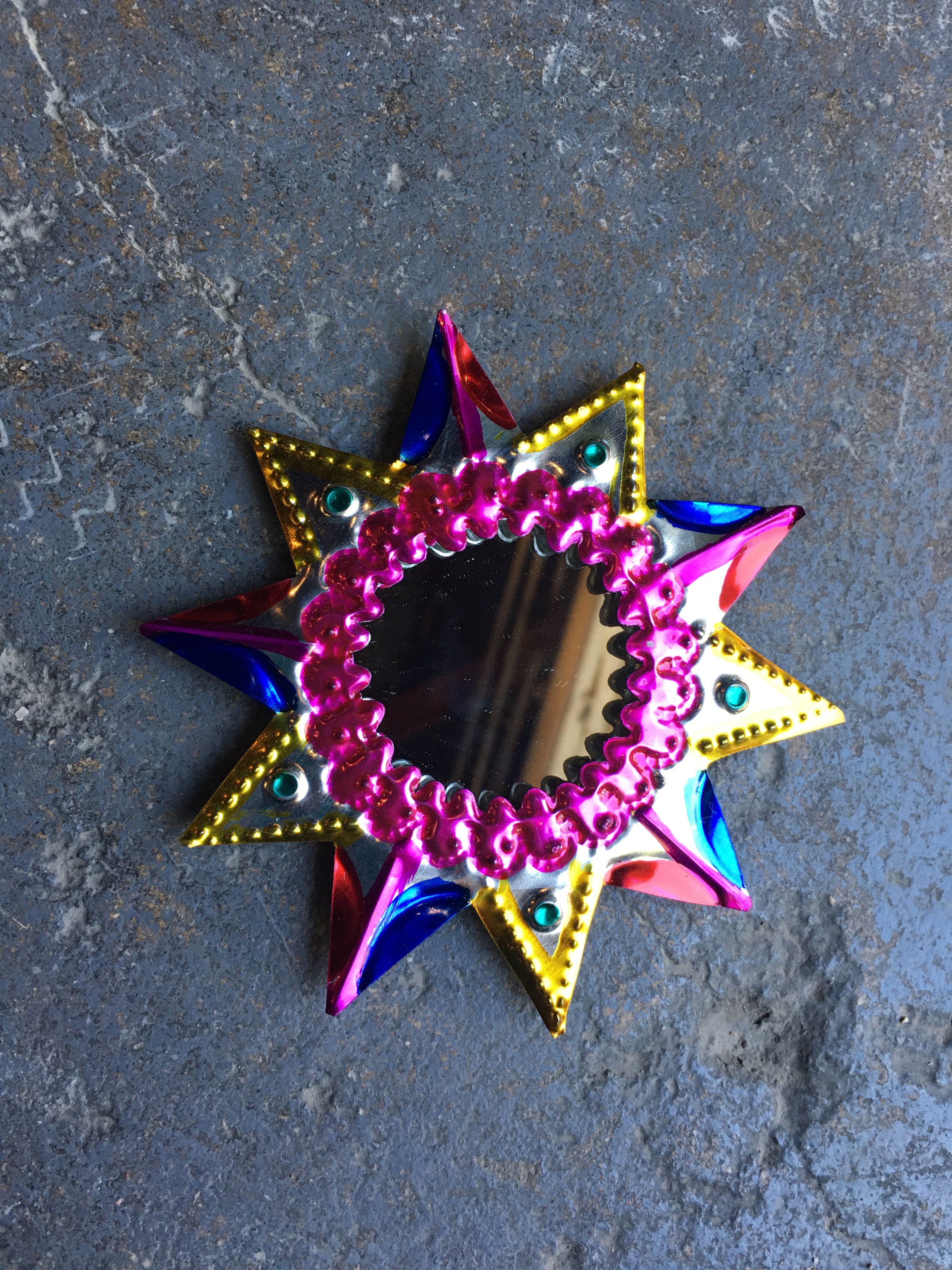 Painted Tin Mirror Ornament - CARAVAN OUTPOST